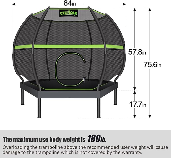 Trampoline for Kids, Heavy Duty Recreational Trampolines Toddler Trampoline with Enclosure Net Ladder Indoor Outdoor Trampoline CPC Approved