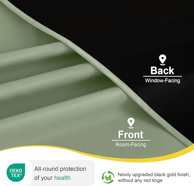 NICETOWN 100% Blackout Short Curtains for Kids Bedroom, Thermal Insulated Window Curtains 63 Inch Length 2 Panels Set, Grommet Top Drapes for Living Room, 52" W x 63" L, Olive