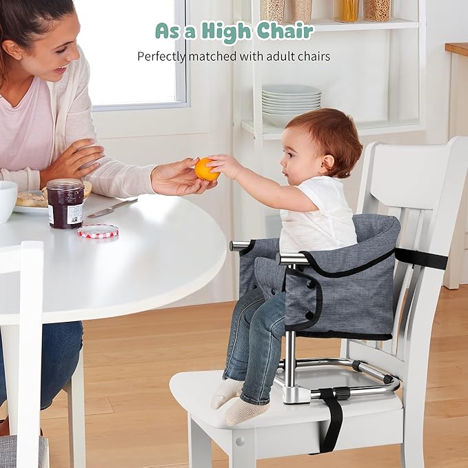 Booster Seat for Dining Table: Portable Toddler Booster Chair with Safety Buckle and Height Adjustable, Foldable Baby Feeding Chair, Kids High Chair Booster Seat for Kitchen Home Travel - Bright Blue