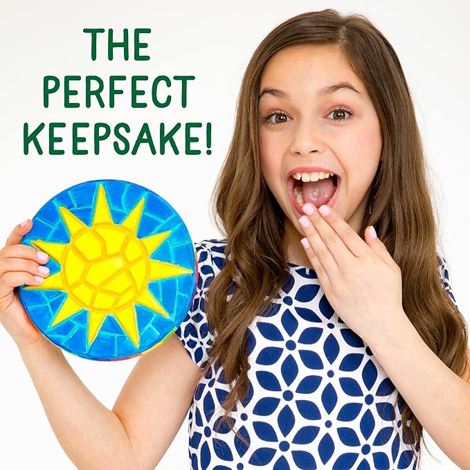 Creative Roots Mosaic Sun Stepping Stone Kit, Includes 7-Inch Ceramic Stepping Stone & 6 Vibrant Paints, DIY Garden Stone for Kids Ages 6+