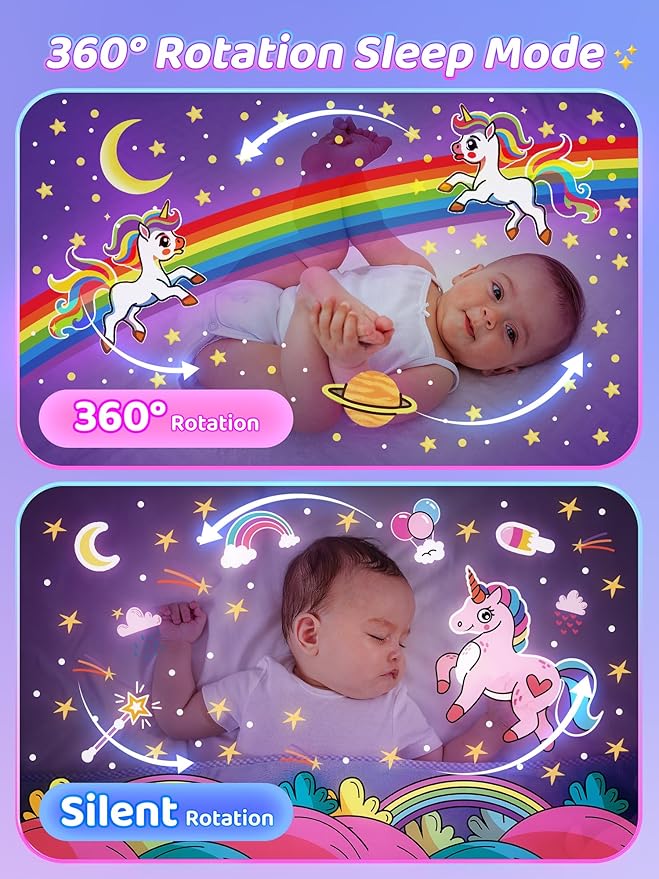Carousel Night Light for Kids, 10 Music+15 Films+315 Colors Star Projector for Kids Night Light Projector,360°+Remote+1200mah Star Lights for Ceiling, Unicorn Toys for Girls Room Decor Princess Gifts
