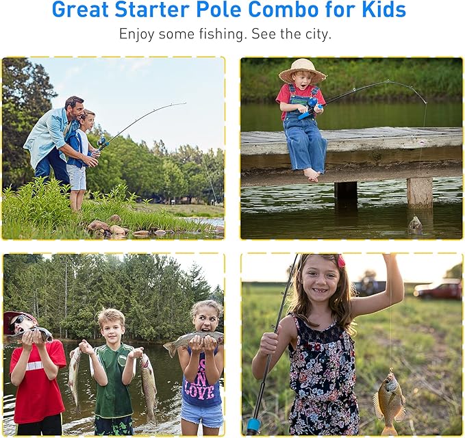 Kids Fishing Pole Kit, 59'' Telescopic Rod and Reel Beginner Combo with Spincast Reel,Tackle Box, Carrier Bag,Fishing Gear for Boys,Girls, Toddler,Youth