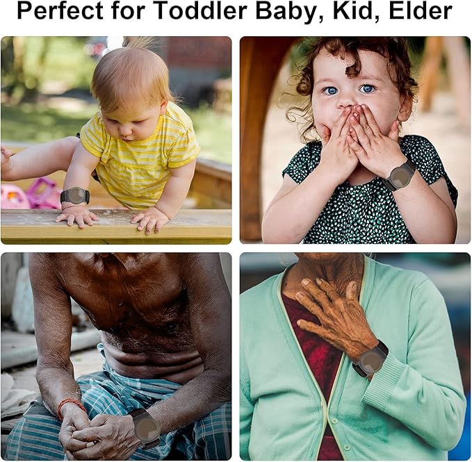 Kids Wristband Compatible with Apple AirTag, Protective Case for Air Tag GPS Tracker Holder with Nylon Bracelet, Adjustable Anti Lost Watch Band for Toddler Child Elder(Black)