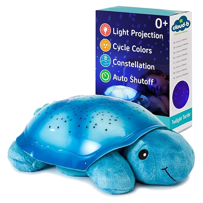 Cloud b Calming Nightlight Star Projector | Gentle Brightness | 3 Colors | 8 Constellations | Auto-Shutoff | Twilight Turtle Blue