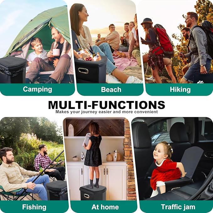 Upgrade XL Portable Toilet for Adults, Extra Large Portable Travel Floding Toilet, Camping Tall Toilets with Lid for Adults and Kids Compact Potty for Car,Hiking,Beach and Camping