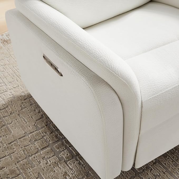 Power Recliner Chair Swivel Glider, Electric Rocking Recliner Chairs with USB and Type-C Ports, Nursery Chair Recliner for Living Room, Bedroom, Apartment（White）