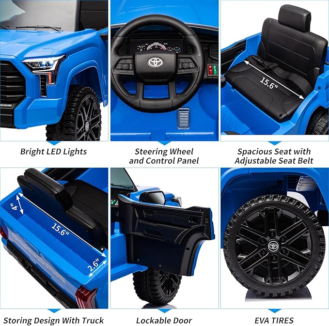 Electric Car for Kids, Licensed Toyota Tundra 12V Electric Truck, Off-Road Kids Pickup Car w/Remote, Spring Suspension & 3 Speeds, LED Headlights, Ride-On Toys for Boys/Girls