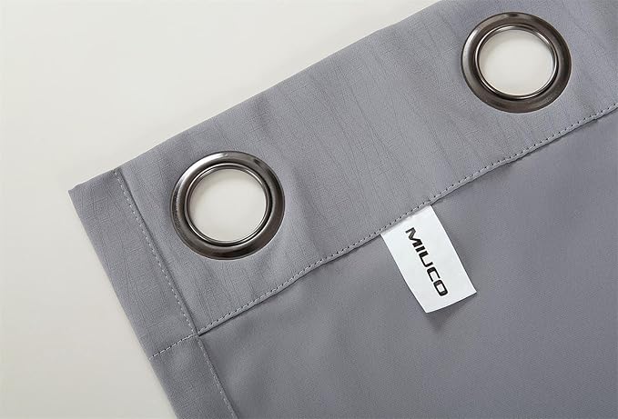 MIUCO Blackout Curtains Room Darkening Curtains Textured Grommet Window Curtains for Bedroom 2 Panels 52x63 Inch Long Silver