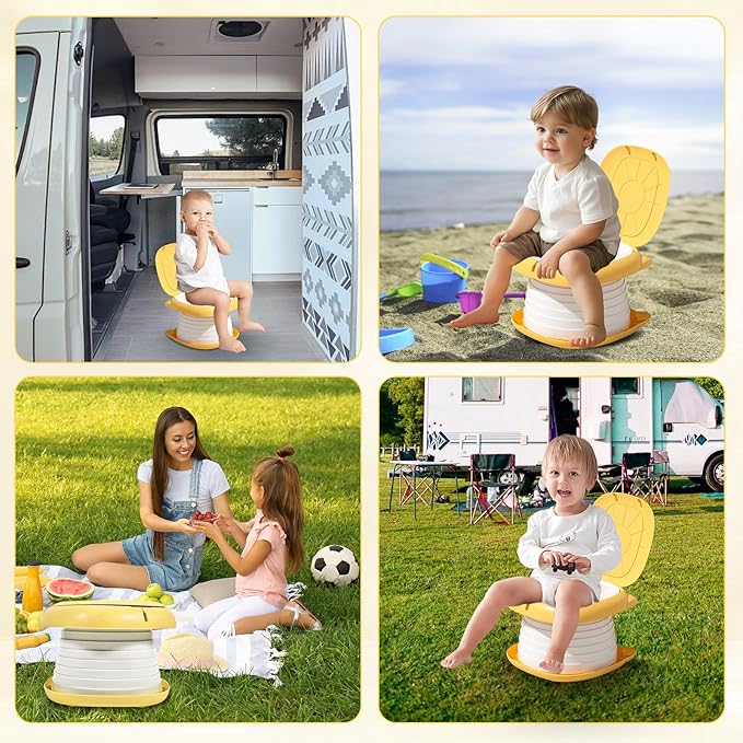 2025 Upgraded Portable Potty Training, Travel Potty for Toddler, portable toilet for kids Foldable, Apply to Seat Emergency Toilet for Camping, Outdoor,Car, Indoor (Yellow)