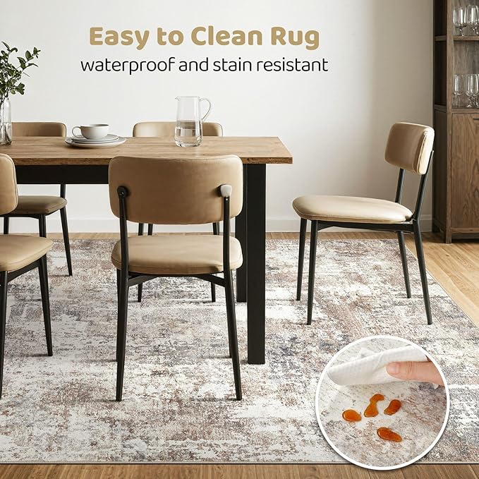 7x10 Area Rug Living Room: Washable Large Abstract Modern Soft Rugs Stain Resistant Indoor Floor Non-Slip Accent Carpet for Young Career Worker Aged 25-34 - Bedroom Playroom Office Dining Room