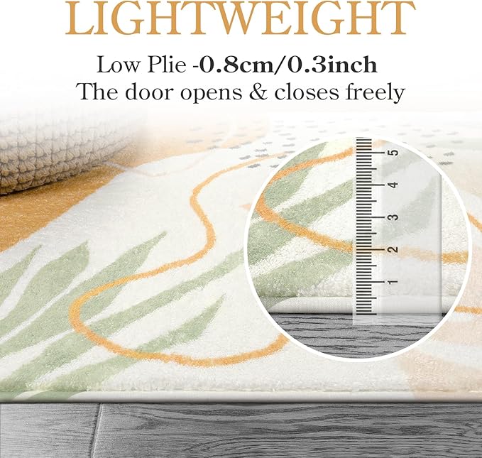 Lahome Boho Round Rugs - 6Ft Round Rug Washable Soft Circle Rugs for Living Room Non-Slip Ultra-Thin Large Round Dining Room Rug, Botanical Print Floor Throw Round Carpet for Bedroom Office Dorm Sofa