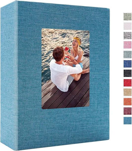 Vienrose Photo Album 4x6 100 Pages Photos Linen Cover Picture Book with Front Window for Baby Wedding Children