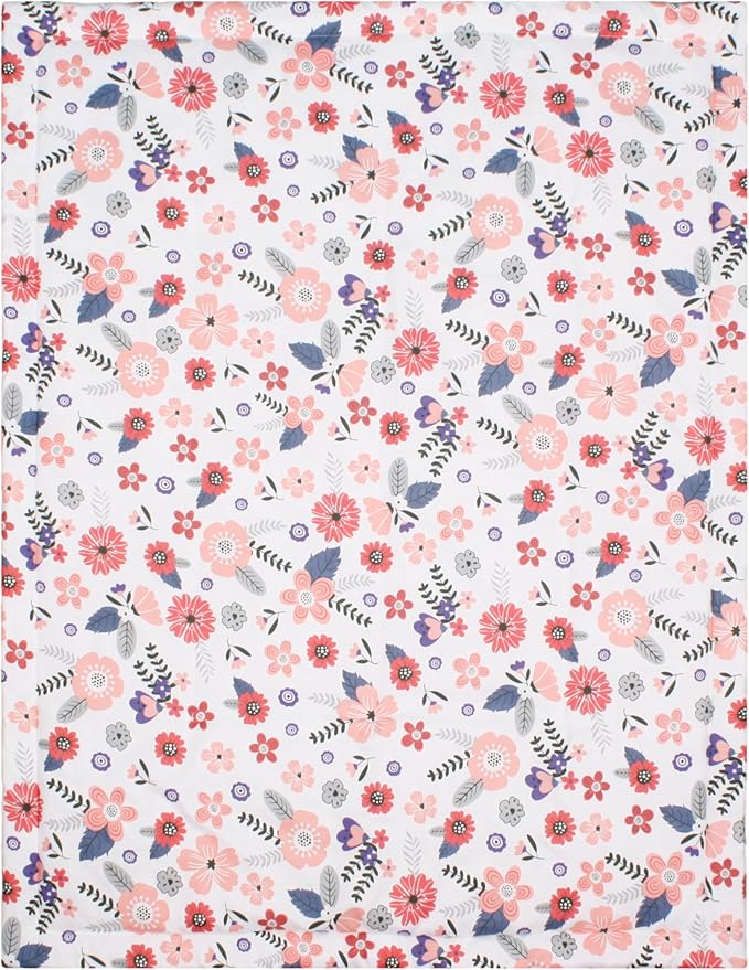 CaSaJa Baby 3-Piece Crib Bedding Set for Boys Girls, Including Soft Quilted Comforter(Blanket), Fitted Crib Sheet and Skirt, Soft Nursery Bedding Set Made of Silky Comfy Materials, Petals Flying