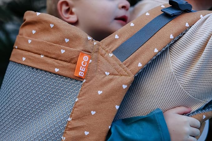 Beco Toddler Carrier - Breathable 3D Mesh Front-Carry & Backpack Style Carrier with Tall Supportive Back and Ergonomic Extra-Wide Seat for Children from 18months (20-60 lbs) - Cool Brick Heart
