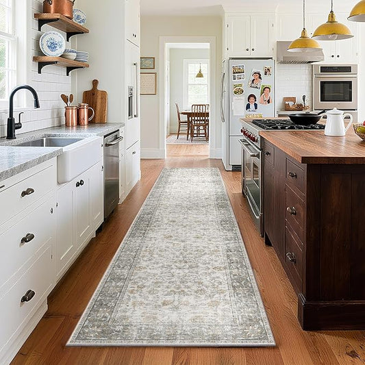 Washable Kitchen Rug Runners for Hallways: 2'x10' Bedroom Rug Non Slip Low-Pile Stain Resistant Soft Indoor Floor Carpet Runner for Indoor Entryway Hallways Kitchen Laundry Room Beside Farmhouseb
