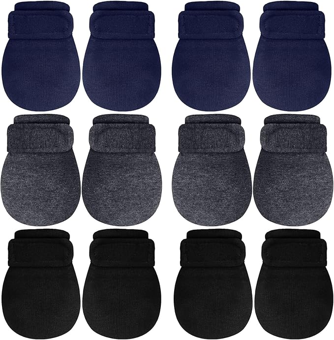 Newcotte Adjustable Baby Mittens No Scratch Newborn Cotton Breathable Gloves Warm Baby Mitts for Boys