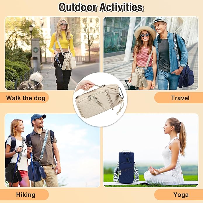 Water Bottle Carrier Bag with Strap, Water Bottle Holder Crossbody Bags for Women Men for Walking, Hiking,Cycling