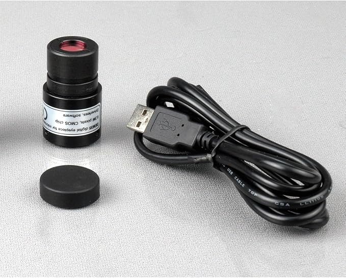 AmScope M120C-2L-PB10-E5 Digital Microscope, WF10x and WF25x Eyepieces, 40x-1000x Magnification, Brightfield, Upper and Lower LED Illumination, Plain Stage, Includes Blank and Prepared Slides, 5MP Camera and Software