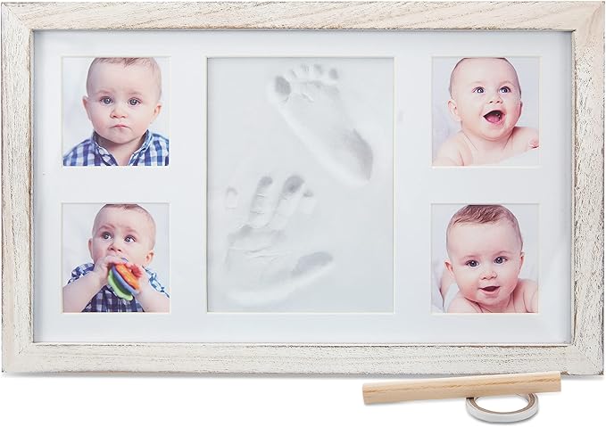 Little Hippo Baby Footprint Kit & Keepsake | Baby Handprint Kit | Baby Hand and Footprint Kit (Rustic White, Large)