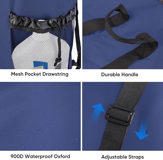 BALEINE 150L Laundry Bag Backpack, 900D Oxford Fabric Large Travel Laundry Bags with Shoulder Straps and 2 Mesh Pockets for College Dorm, Apartment, Laundromat (Navy, 150L)