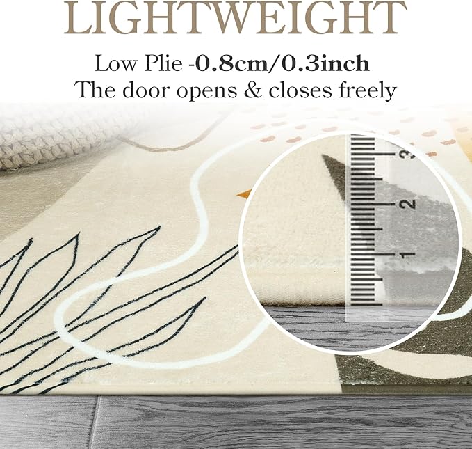 Lahome Boho Washable Hallway Rugs - 2x4 Area Rugs Non-Slip Low-Pile Soft Bathroom Rug Runner Throw Small Kitchen Runner Rugs, Botanical Print Floor Mats Rug for Bedside Entryway Laundry Room