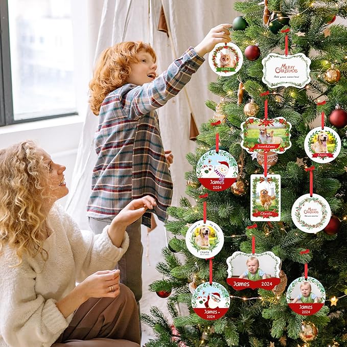Personalized Photo Ornaments for Christmas Tree, Custom Cat Name Ornament, 2025 Puppy 1st Xmas Gifts, Holiday Decor Christmas Tree Decoration, Pet Lovers Dog Cat Gift