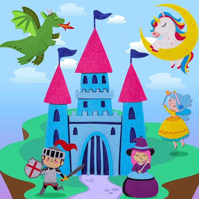 Garma Fairytale Sewing Kit for Kids - 12 in 1 DIY Kids Sewing Crafts Kit for Beginners - Mini Sewing Kits for Kid 5-8 8-12 - Easy Sew Your Own Felt Fairy Tale Craft Set for Boys & Girls Birthday