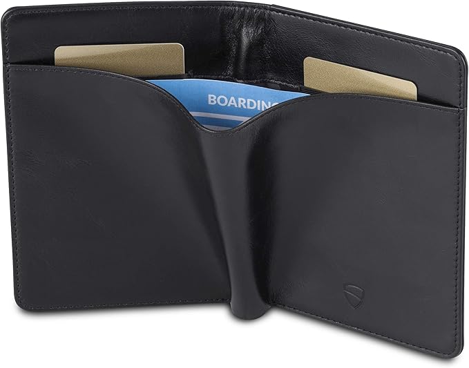 Vaultskin Leather Passport Holder, Slim RFID Blocking Travel Wallet for Men and Women, Fits Passport, Credit Cards, ID, Cash, Passport Cover Ideal Travel Accessories with Gift Box (Kensington)