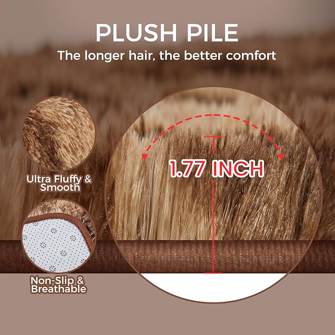 Ultra Soft Rug for Living Room, 8X10 Tie-Dyed Coffee Fluffy Shag Area Rug for Bedroom, Modern Shaggy Carpets Fuzzy Rug for Teens Dorm Nursery Home Decor Aesthetic, Upgrade Anti-Skid Durable