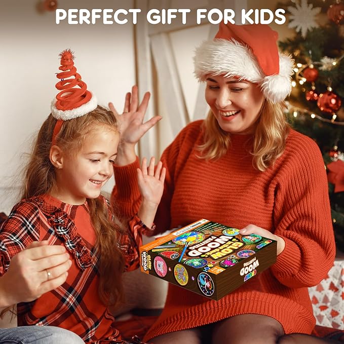 EPUMP Wooden Painting Kit for Kids - Glow in The Dark Arts and Crafts Supplies Kits for Boys Girls - Kids Activities Creative Art Set Birthday Gifts DIY Paint Toys for Ages 6 7 8 9 10 11 12 Years Old