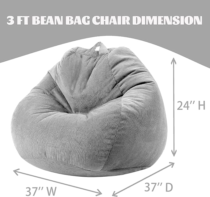 Bean Bag Chairs for Kids Chair Round Sofa Memory Foam Filling Reading Gaming Sofa for Living Room Bedroom