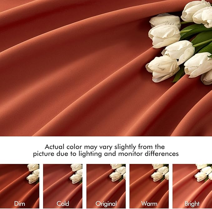 MIULEE Back Tab Burnt Orange Blackout Curtains 96 Inch Long 2 Panels Set for Bedroom, Fall Terracotta Rod Pocket/Pinch Pleated Thermal Insulated Room Darkening Light Blocking Floor to Ceiling Drapes