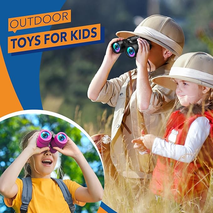 Boy Toys Ages 3-8: Kids Binoculars with Bird Watching Manual 4 5 6 7 8 Year Old Boys Girls Easter Birthday Gifts Outdoor Travel Binoculars Toy for Kid Age 4-6 Toddler Camping|Hiking Toys