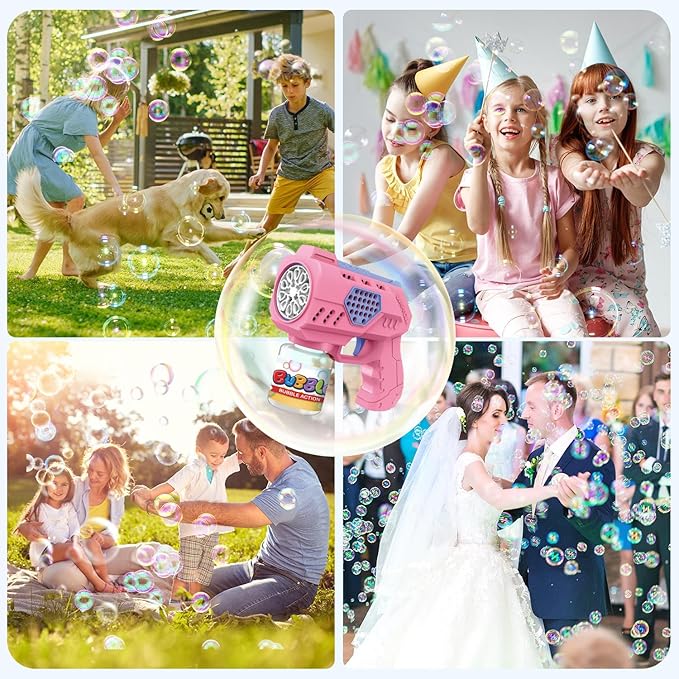 Eaglestone Bubble Guns for Toddlers 2 Packs, LED Light Automatic Bubble Machine Gun for Kids 4-8, Bubble Toys with Bubble Solution,Concentrate, Bubble Blaster Party Favor, Summer Outdoor Toys Gift