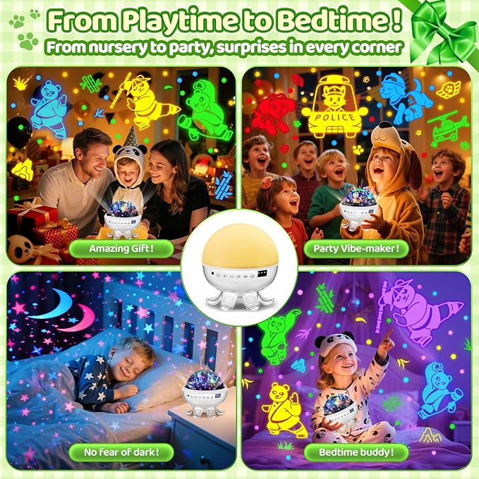 Panda Gifts,【3 Films+ 30 Sounds】Panda Night Light,【93 Effects+ Remote】Toddler Boys Toys for Boys 3-5, [3 Brightness 5-995 min Timer] Girls Toys Age 6-8, Kids Gifts for Kids Toys for Ages 5-7