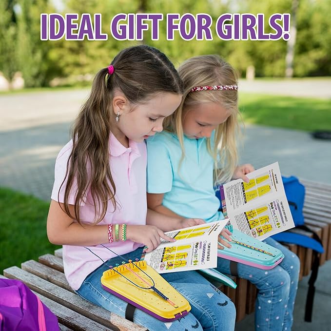 Chilpals Friendship Bracelet Making Kit for Girls,Arts and Crafts for Kids Ages 8-12,Birthday Gifts Ideas for Girl 7 8 9 10 11 Year Old - 2 in 1 Bracelets String Maker Toys Set (Yellow)