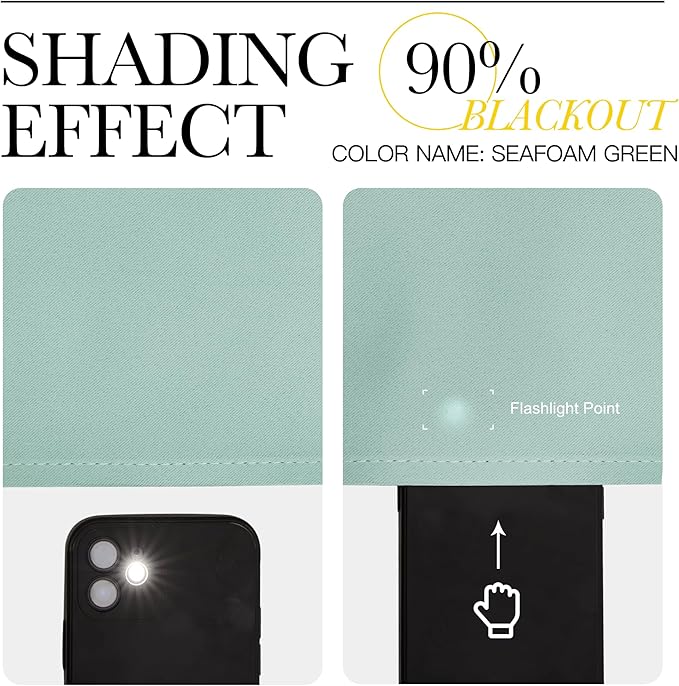 NICETOWN Insulated Curtains Blackout Draperies - Window Treatment Seafoam Green Blackout Eyelet Top Curtains/Panels for Bedroom/Living Room Window, 95 inches Long, 2 Panel Set