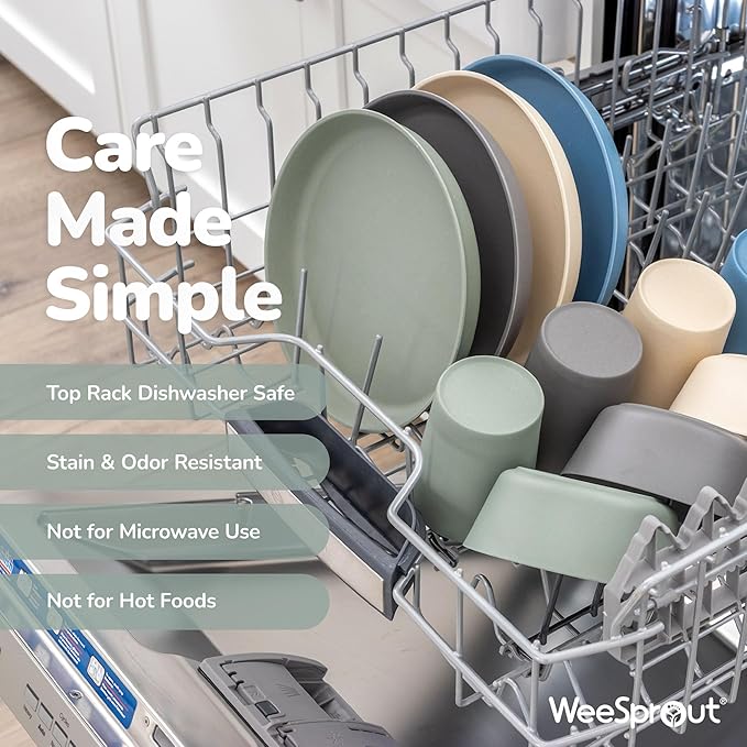 WeeSprout Bamboo Kids Bowls, Set of Four 10 oz Kid-Sized Bamboo Bowls, Dishwasher Safe Kid Bowls (Blue, Green, Gray, & Beige)