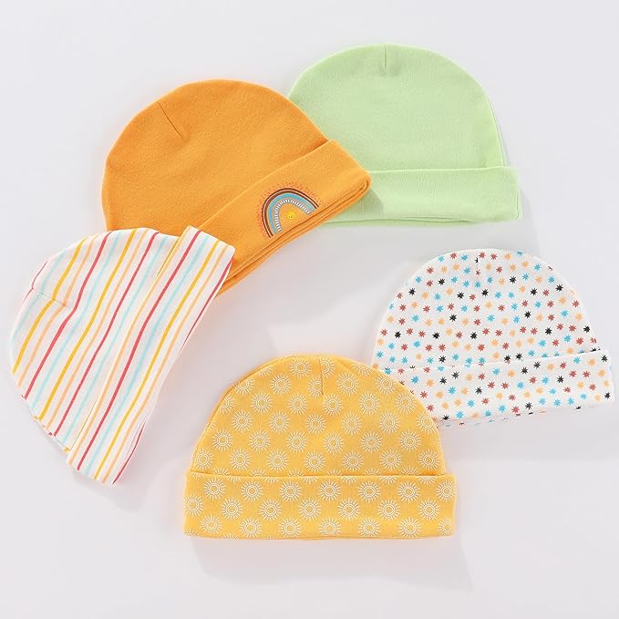 Newborn Baby Boy Girl Caps Mittens Socks Set Cotton Baby Essentials Accessories (Hats+Gloves+Socks)