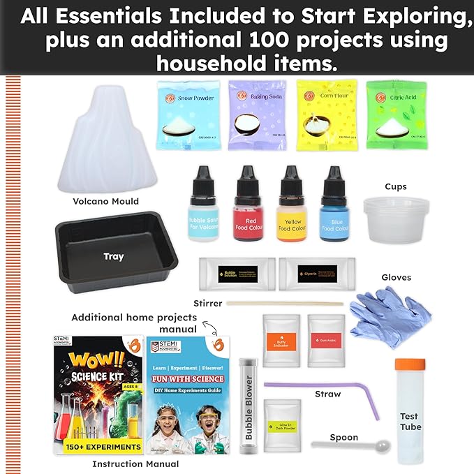Butterfly EduFields 150+ Science Kits For Kids Age 8-9-10-11-12-13-14 | S.T.E.M Project for Boys & Girls |Science Experiments For kids 9-12 | Volcano Science Kit |Chemistry Set and Great Gift for Kids
