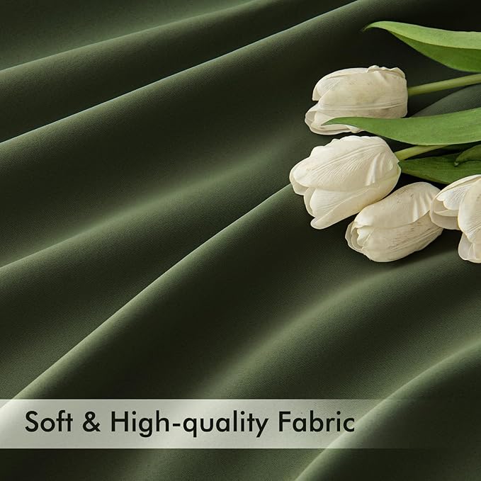 MIULEE Olive Green Back Tab Blackout Curtains 90 Inches Long 2 Panels Set for Living Room Bedroom Privacy, Rod Pocket/Pinch Pleat Thermal Insulated Room Darkening Pleated Light Blocking Drapes