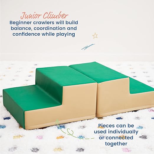 ECR4Kids SoftZone Junior Mix n' Match Step, Beginner Playset, Green, 2-Pack