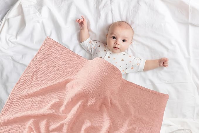 2-Pack Nursing Covers for Breastfeeding, 100% Organic Cotton Muslin Breastfeeding Cover, Multi-Use Nursing Scarf, Car Seat Canopy, Stroller Cover, Soft Breathable Baby Blanket Pink