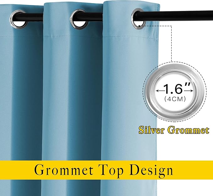 NICETOWN Room Darkening Curtains for Living Room - Easy Care Solid Thermal Insulated Grommet Room Darkening Curtains/Panels/Drapes for Bedroom (2 Panels, 66 by 84, Teal Blue)