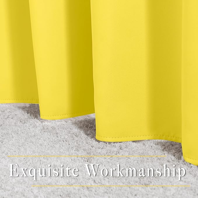 NICETOWN Bright Yellow Blackout Curtains 84 inch Long for Bedroom - Thermal Insulated Solid Grommet Light Blocking Window Curtains & Drapes for Living Room (2 Panels, 52 x 84 Inch, Bright Yellow)