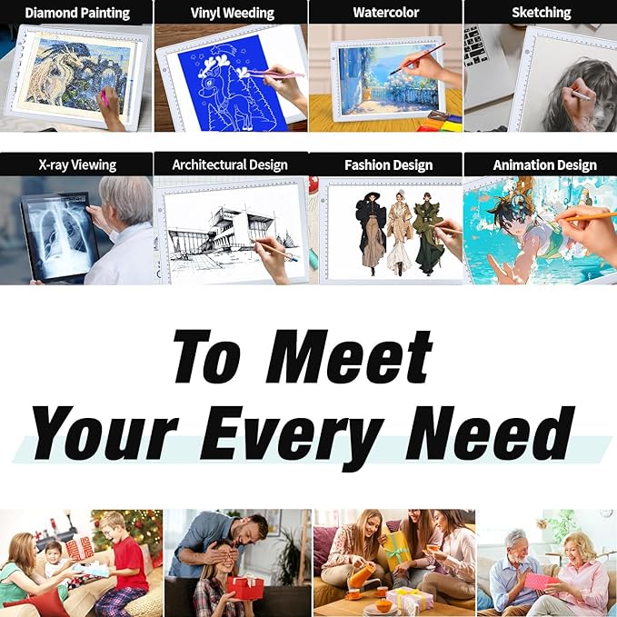 Zocelight A4 Light Box for tracing,Ultra-Thin Magnetic led Light pad for Diamond Painting,3 Level dimming Copy Board for Drawing,Sketching,Tattoo,Light Board for Artists,X-ray Viewing,Weeding Vinyl