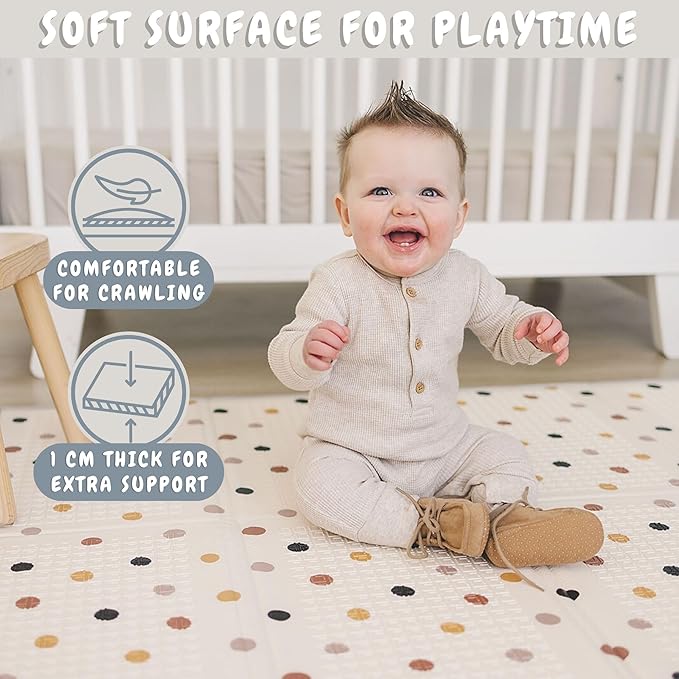 Bubba Bear Baby Play Mat, Thick Foam Stars Design, Foldable Waterproof Mat for Crawling, Padded (47 x 35 Inches)