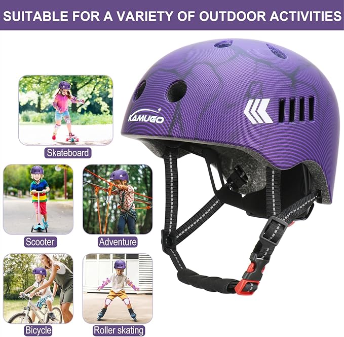 KAMUGO Kids Bike Helmet Set, Toddler Helmet for Ages 2-8 Boys Girls with Sports Protective Gear Set Knee Elbow Wrist Pads for Skateboard Cycling Scooter Rollerblading