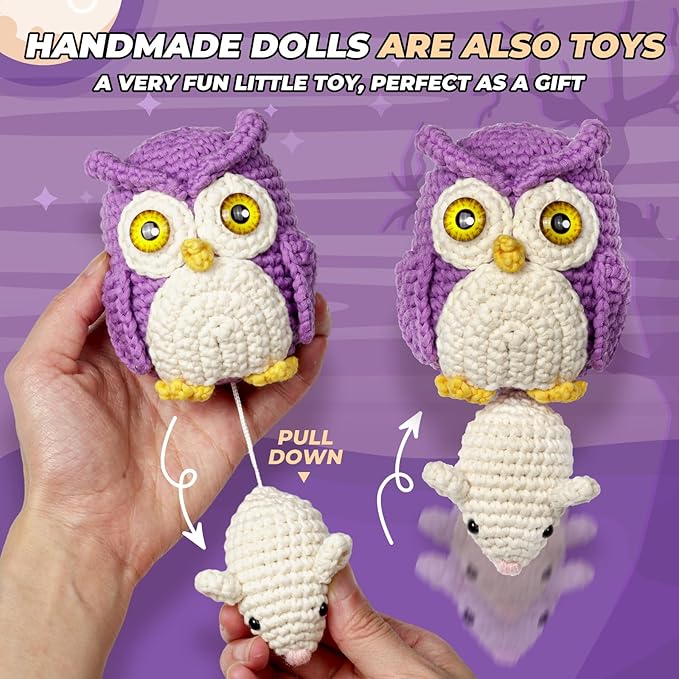 MOREJMTT Crochet Kit for Beginners Animal,Crochet Animal Kits,Crocheting Kit for Starters,Learn to Crochet with Step-by-Step Video Tutorials,Beginner Crochet Kits for Adults(owl)