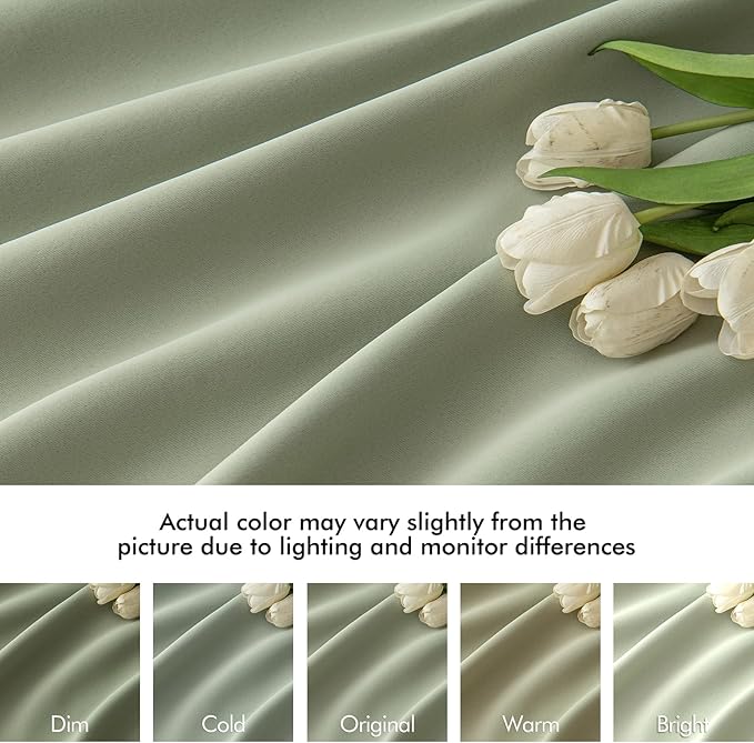 MIULEE Back Tab Sage Green Curtains 120 Inch Long 2 Panels Set for Living Room Bedroom, Rod Pocket/Pinch Pleated Light Blocking Extra Long Thermal Insulated Room Darkening Blackout Curtains/Drapes